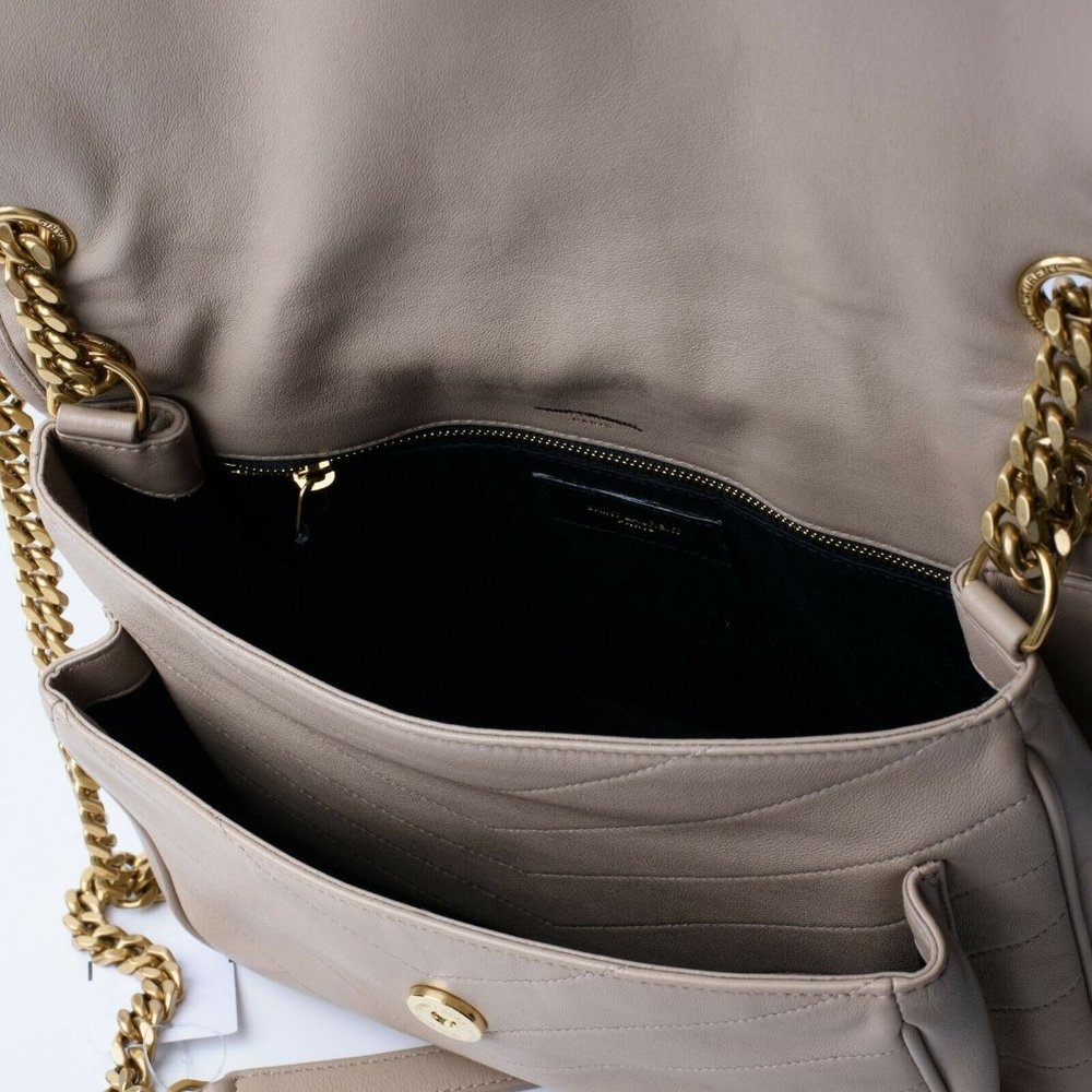 YSL Saint Laurent Niki Medium Bag Sac MNG Calfskin Shoulder Bag Purse Dark Beige - Picture 7 of 10